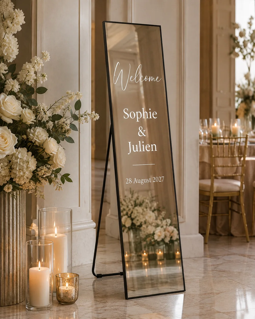 Black 156 × 39 cm slim mirror wedding preview