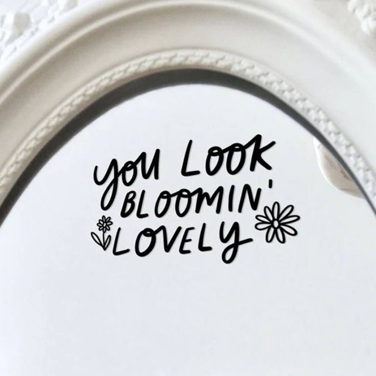 Round mirror with custom lettering